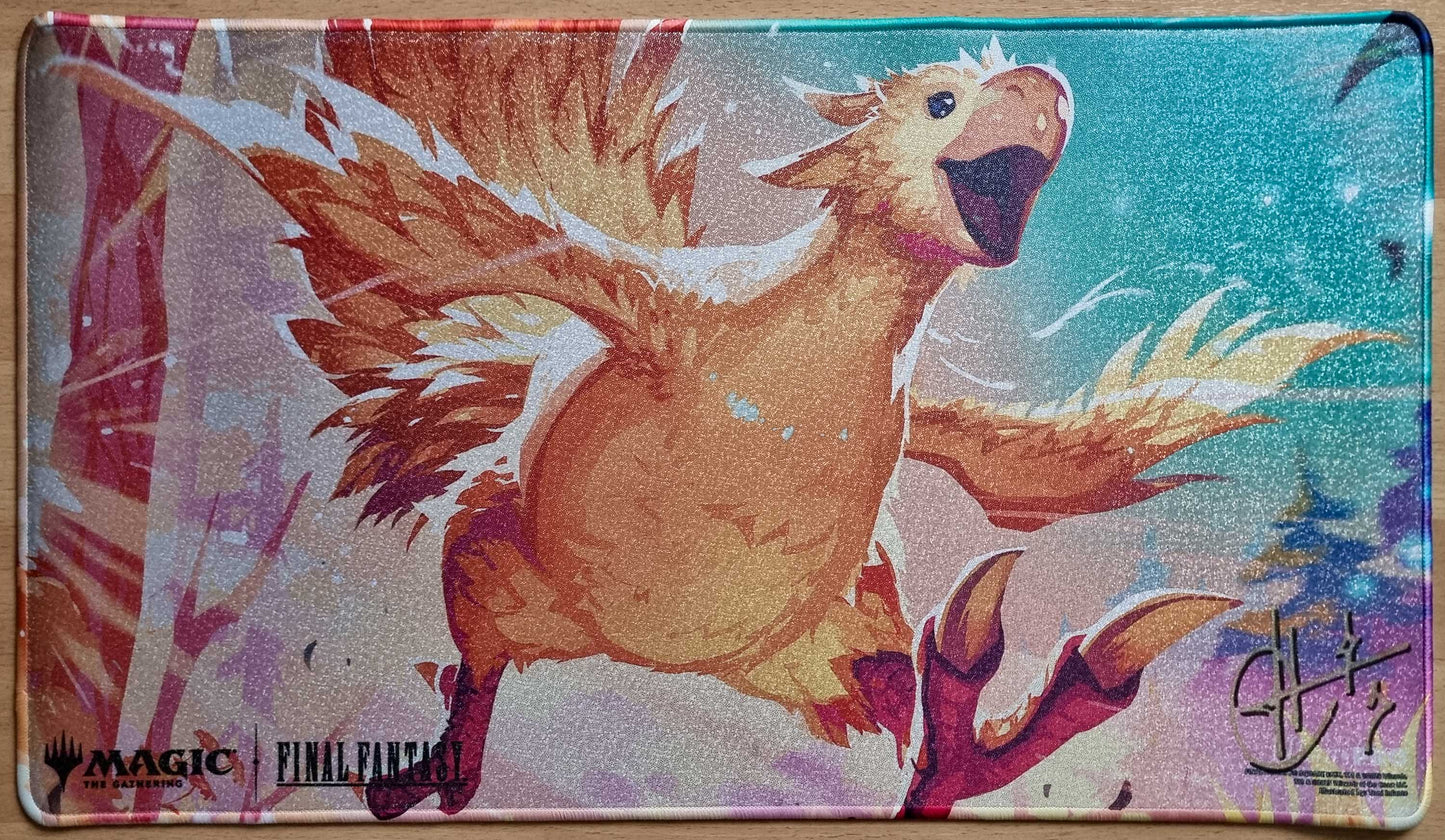 Traveling Chocobo - Toni Infante - Final Fantasy - Signed, Holofoil & Stitched MTG Playmat
