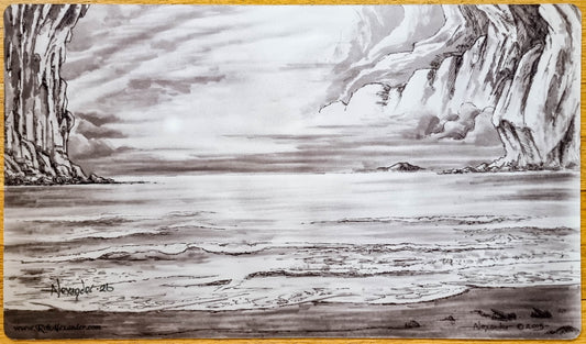 Underground Sea [Black & White] - Rob Alexander - Signed MTG Playmat