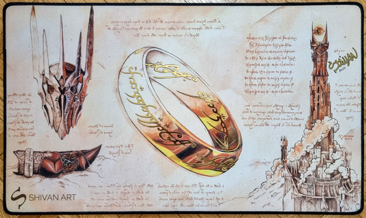 What if Da Vinci discovered the One Ring? - Shivan Art - Gold Foil, Stitched & Signed MTG Playmat