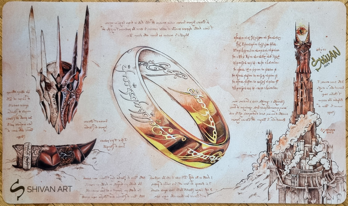What if Da Vinci discovered the One Ring? - Shivan Art - Signed MTG Playmat
