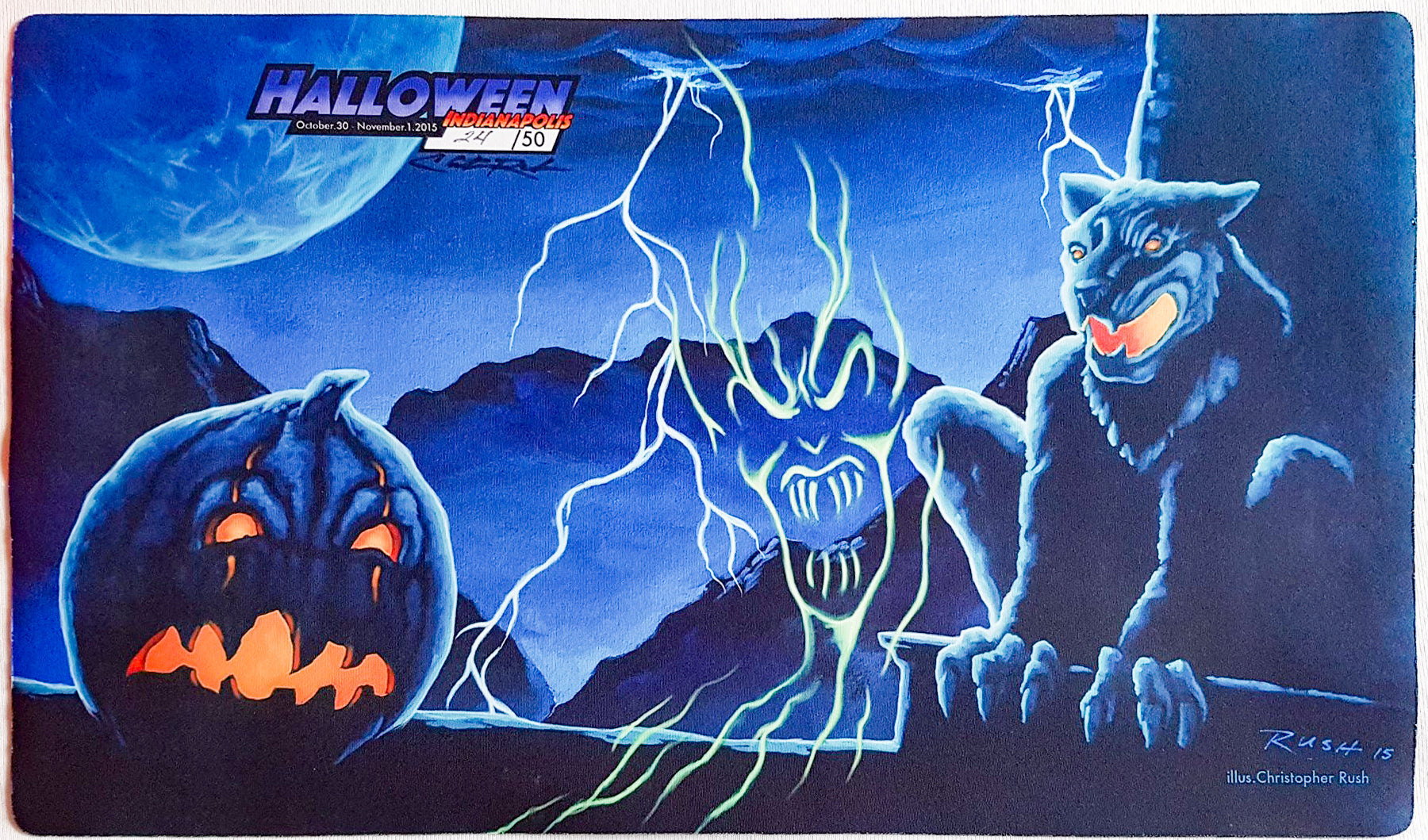 All Hallow's Eve - Christopher Rush - Grand Prix Indianapolis 2015 - Signed by the Artist - Limited Edition - MTG Playmat