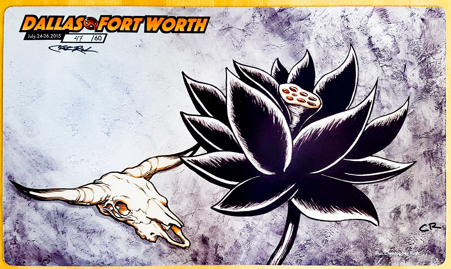 Black Lotus & Bull's Skull - Christopher Rush - Grand Prix Dallas-Fort Worth 2015 - Signed by the Artist - Limited Edition - MTG Playmat