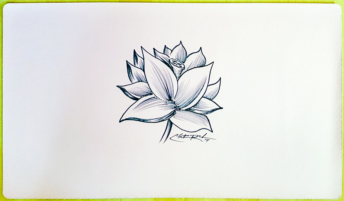 Black Lotus [Version 2] - Christopher Rush - Hand Drawn & Signed by the Artist - MTG Playmat