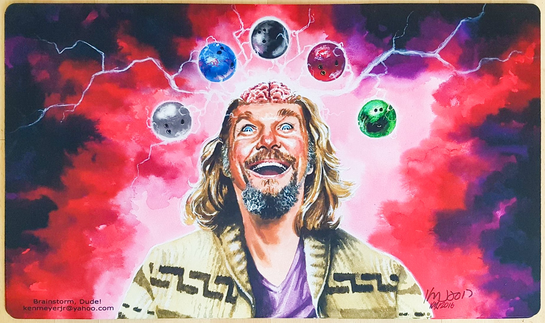 Brainstorm, Dude! - Ken Meyer Jr. - Signed by the Artist - MTG Playmat