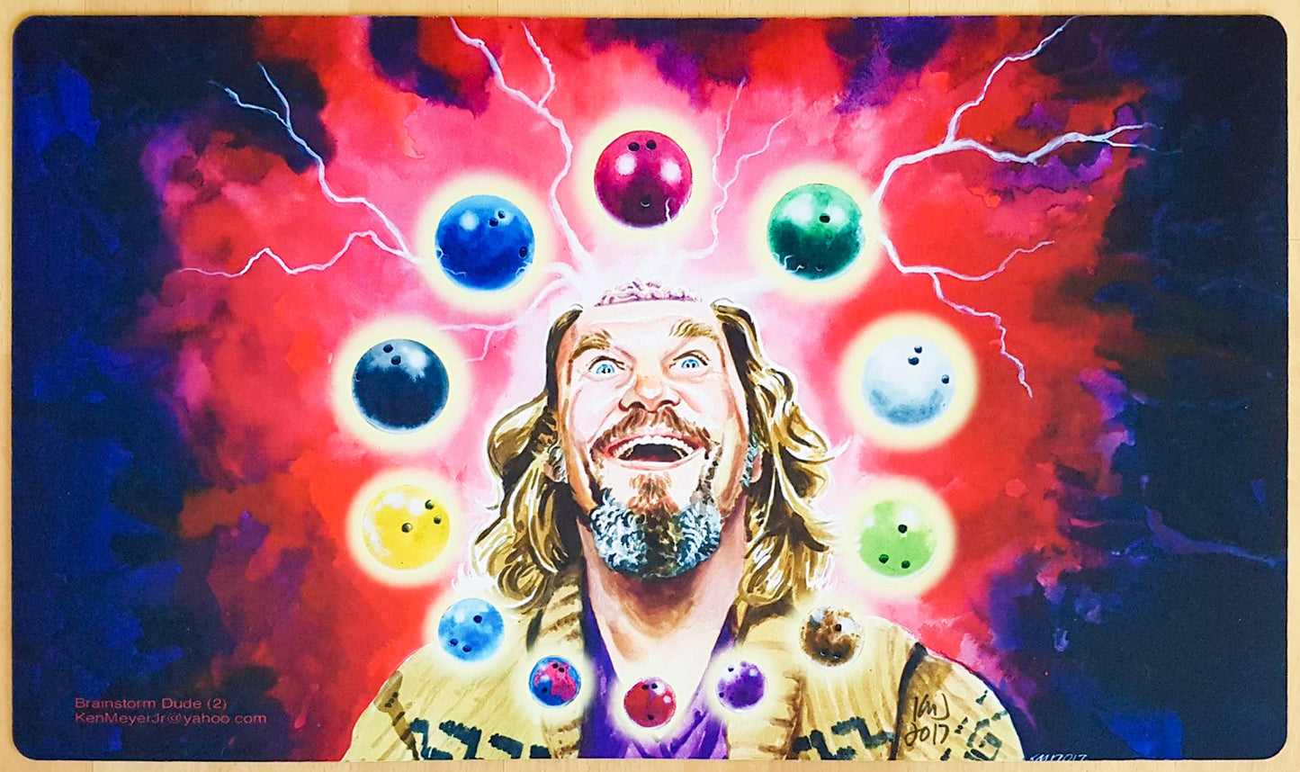 Brainstorm, Dude! [Version 2] - Ken Meyer Jr. - Signed by the Artist - MTG Playmat