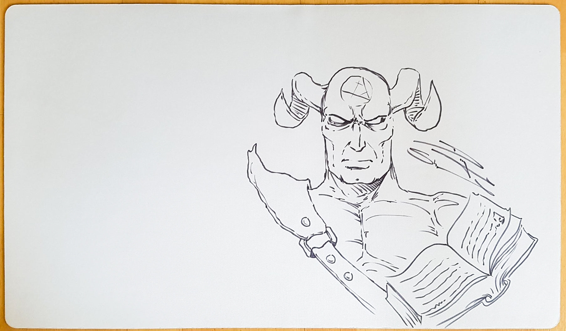 Demonic Tutor - Douglas Shuler - Hand Drawn & Signed by Artist - MTG Playmat