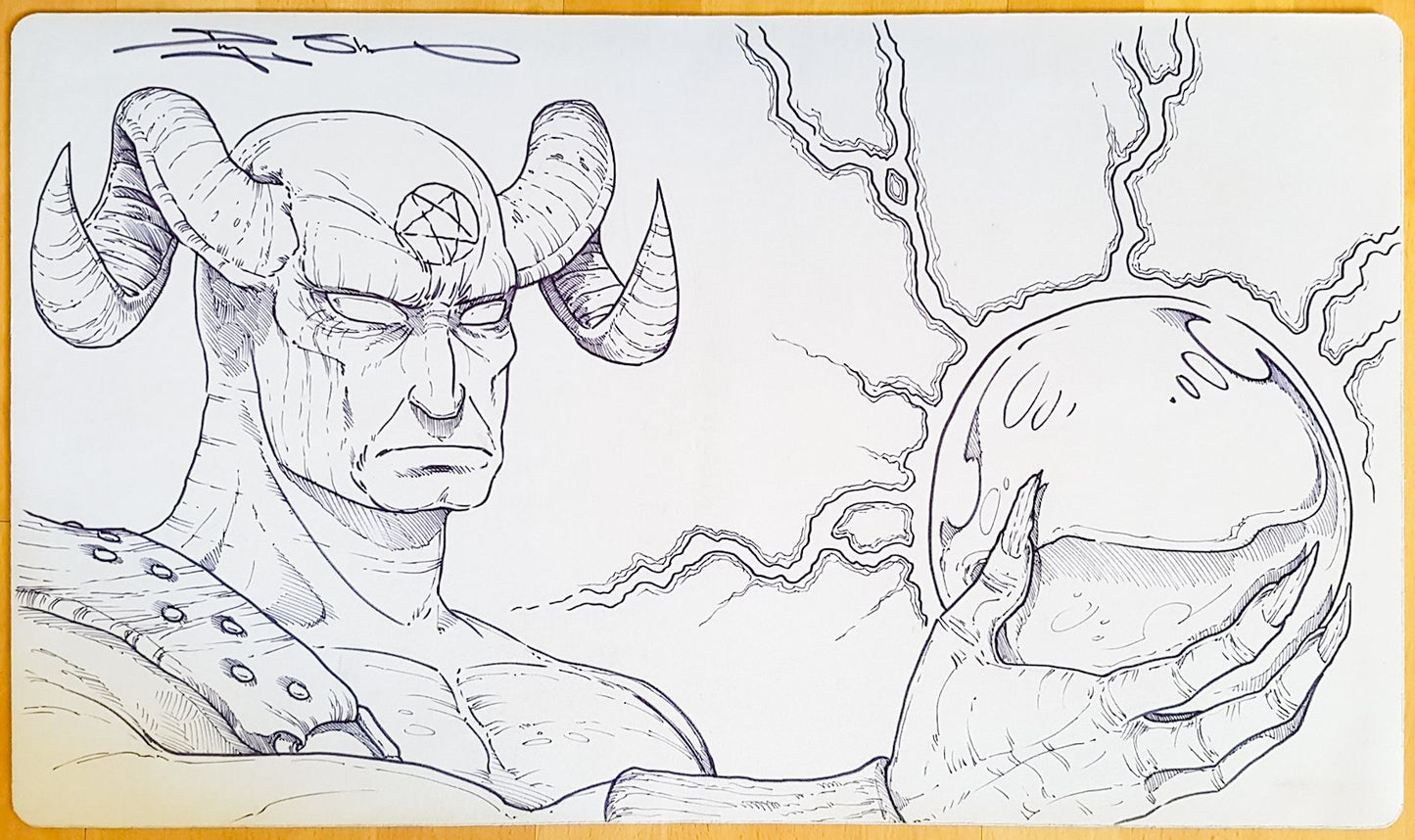 Demonic Tutor & Icy Manipulator [Version 2] - Douglas Shuler - Hand Drawn & Signed by the Artist - MTG Playmat