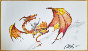 Dwarf Riding a Dragon - Dan Frazier - Signed by Artist - Hand Drawn - MTG Playmat