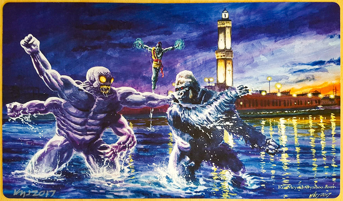 Guardian Beast vs Kird Ape - Ken Meyer Jr. - Signed by Artist - MTG Playmat