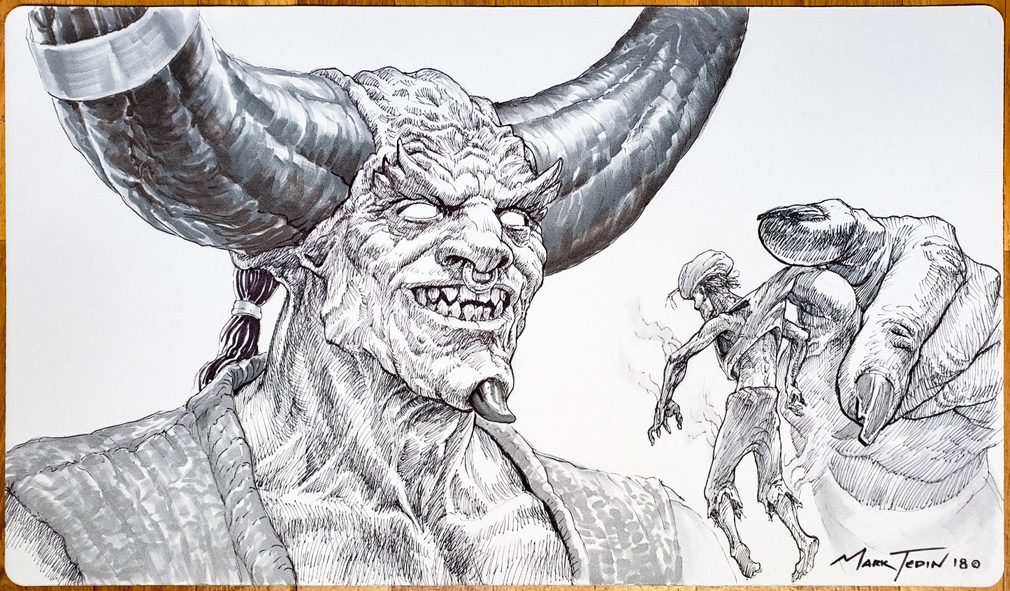 Juzam Djinn [Version 2] - Mark Tedin - Hand Drawn - Signed by the Artist - MTG Playmat