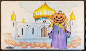 Library of Alexandria, Halloween Edition - Hand Drawn & Signed by the Artist - MTG Playmat