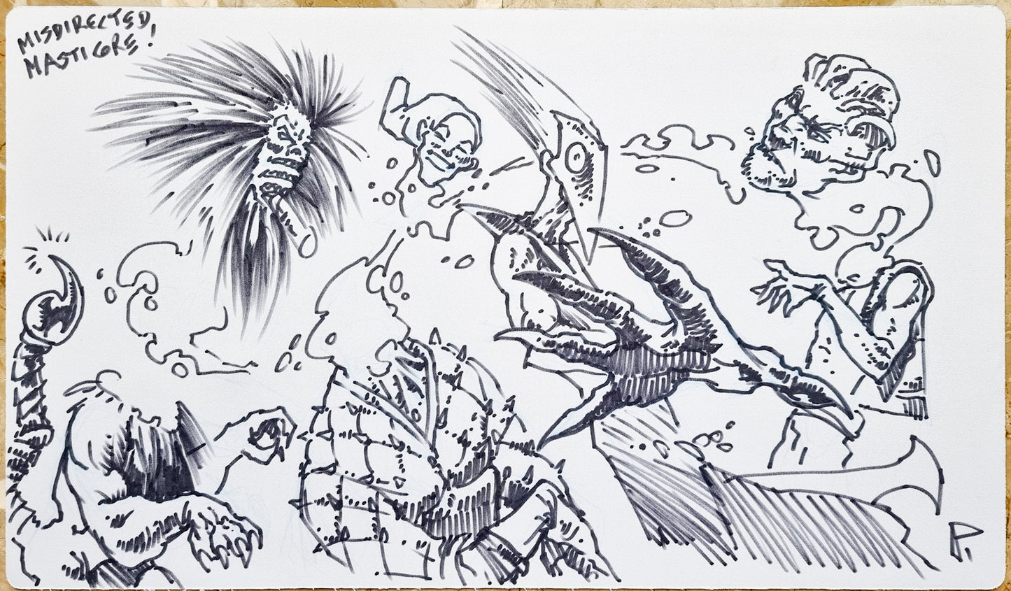 Misdirected Masticore - Paolo Parente - Hand Drawn & Signed by the Artist - MTG Playmat