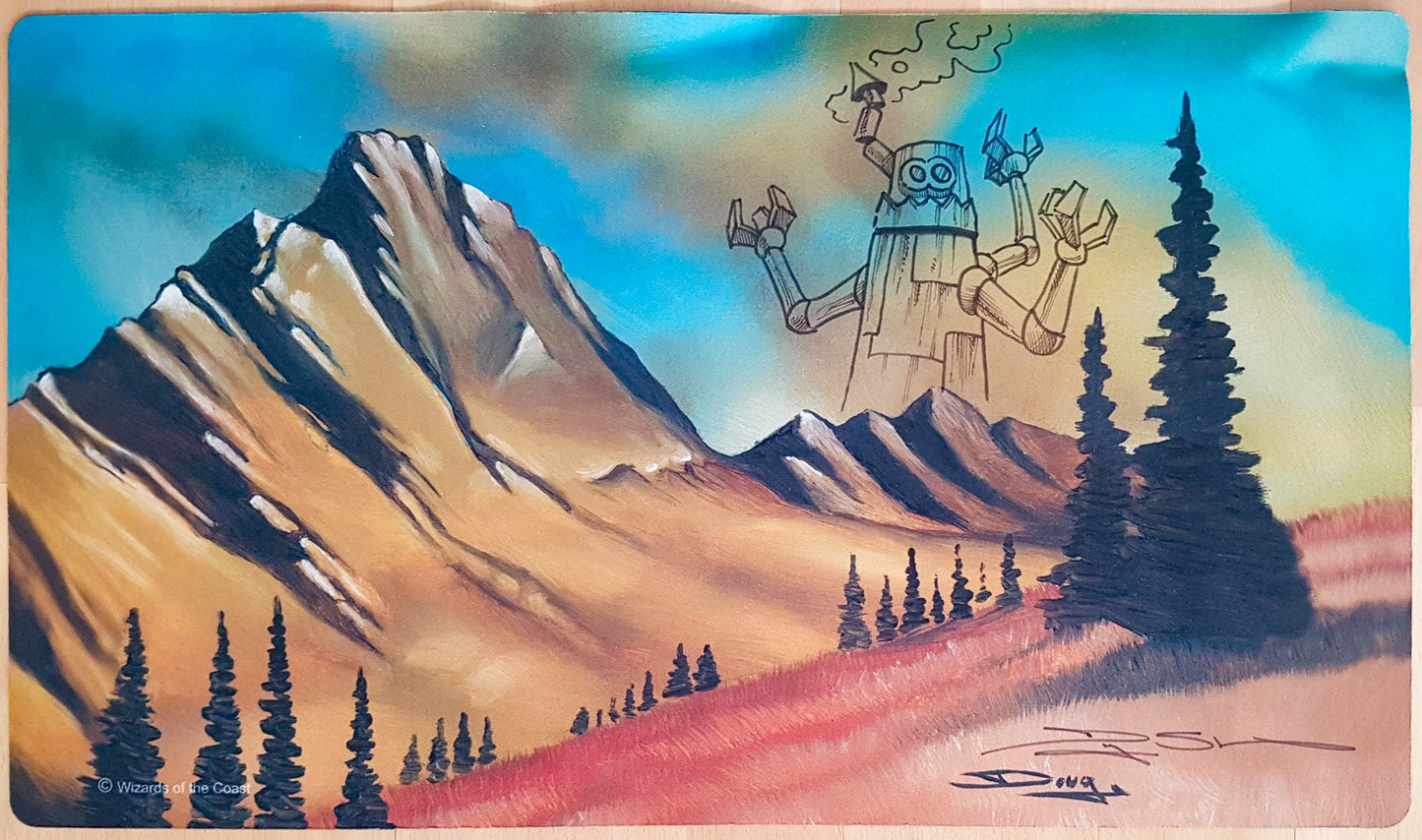 Limited Edition Beta #299 Mountain - Douglas Shuler - Sketched - Signed by the Artist - MTG Playmat