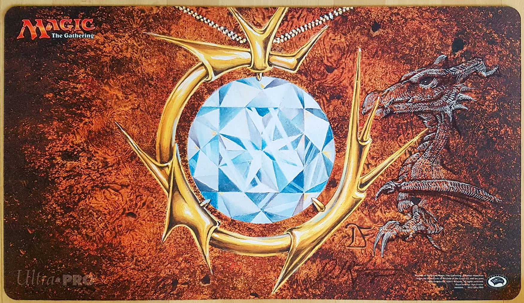 Mox Diamond - Dan Frazier - Signed by the Artist - Sketched - MTG Playmat