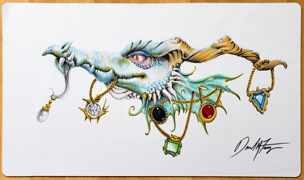 Mox Dragon - Hand Drawn & Signed by Artist - MTG Playmat