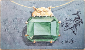 Mox Emerald [Version 3] - Dan Frazier - Signed by the Artist - Sketched - MTG Playmat