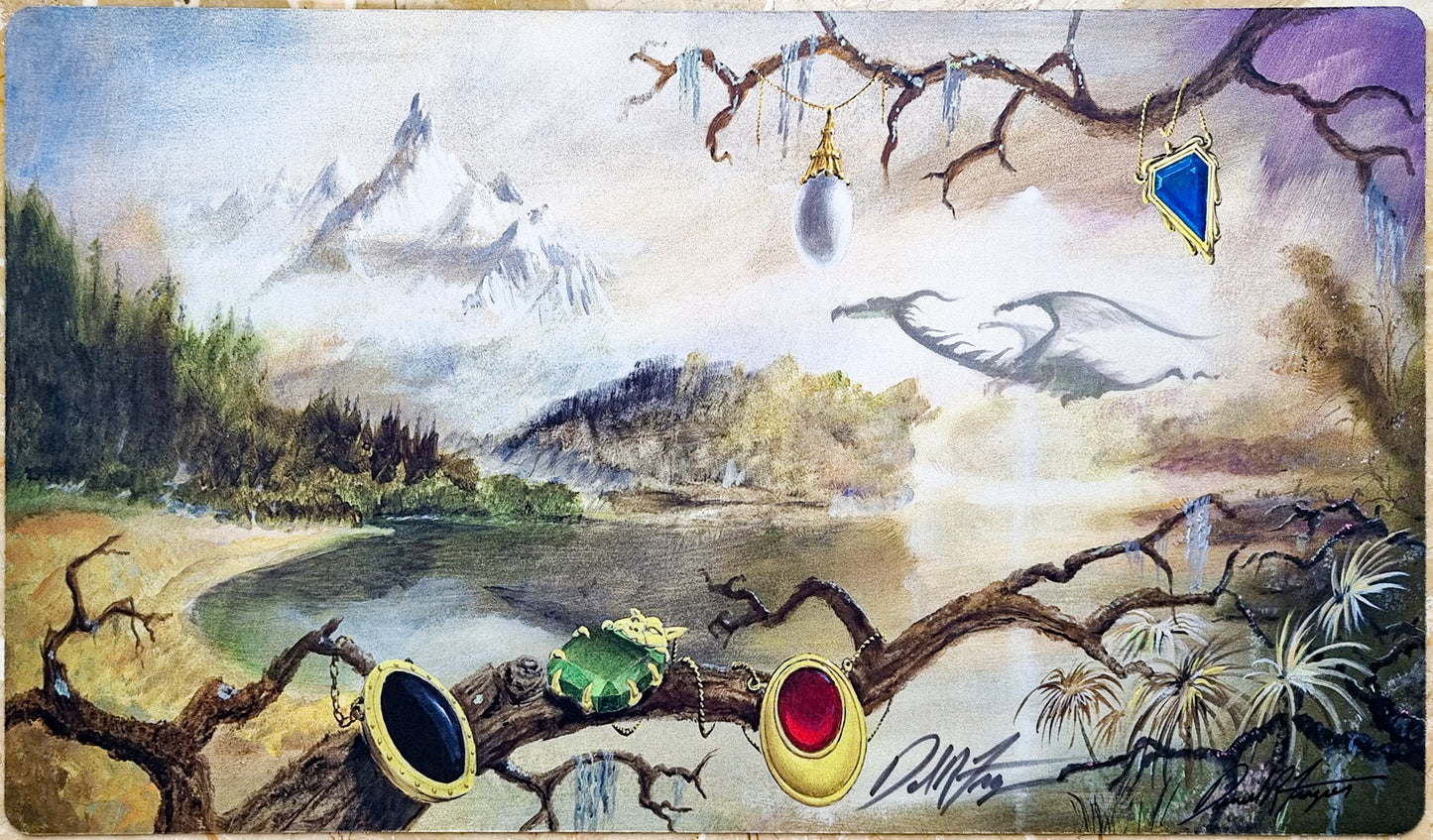 Swamp Moxen with Dragon Sketch - Signed by the Artist - MTG Playmat