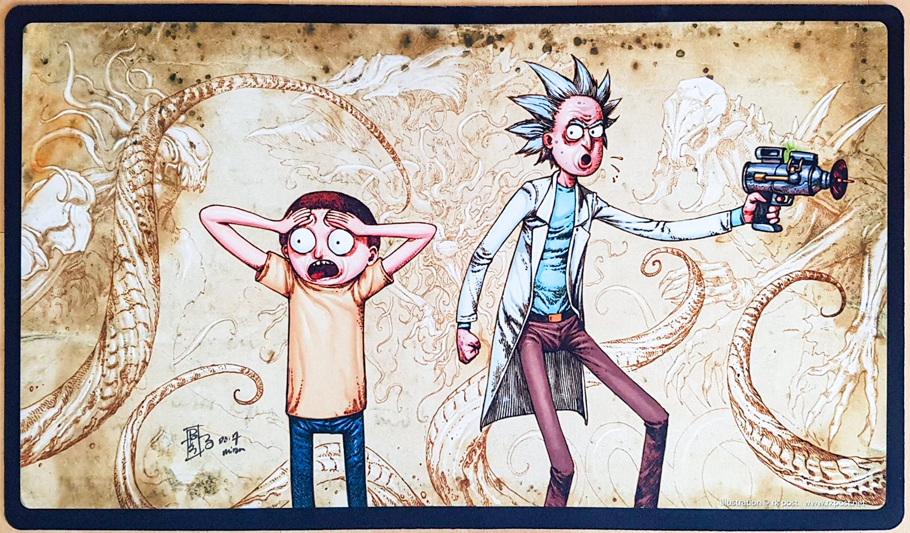 RnM vs E - Rick and Morty - Signed by Artist - MTG Playmat