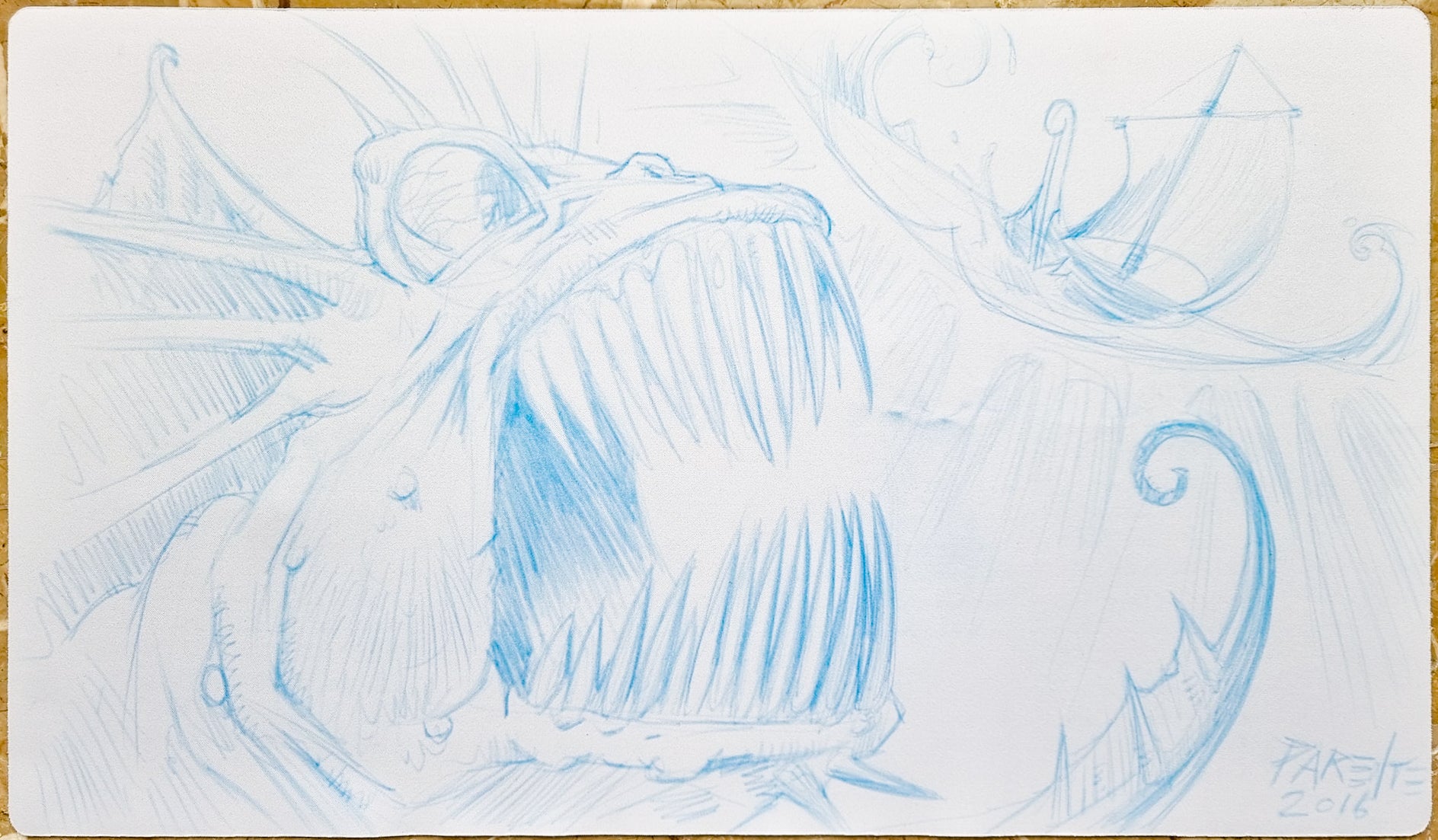 Thing from the Deep - Paolo Parente - Hand Drawn & Signed by the Artist - MTG Playmat