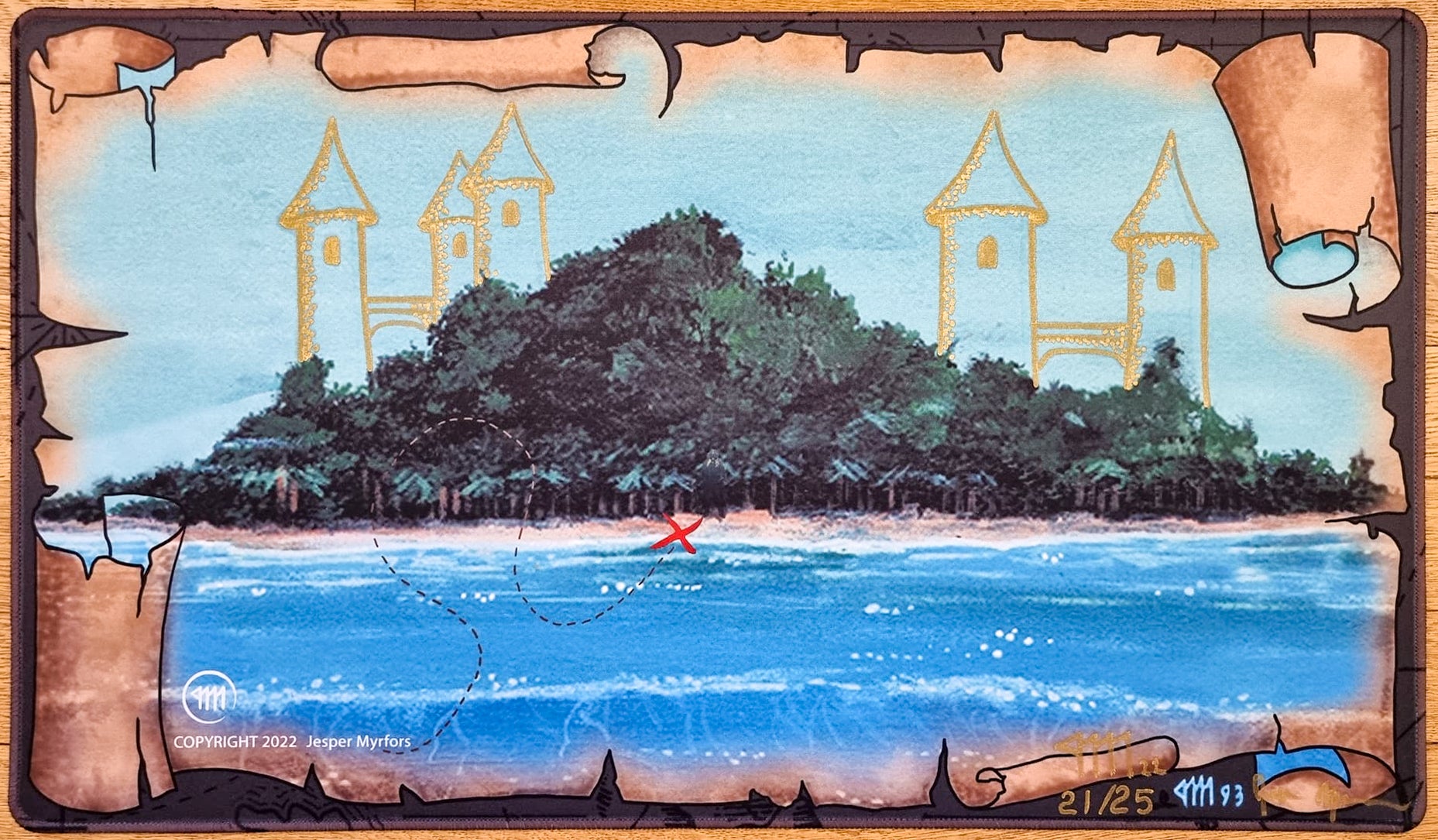 Tropical Island - Jesper Myrfors - Signed by the Artist - Artist Proof  Limited Edition [25 Copies] - Embroidered - Sketched - MTG Playmat