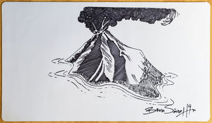 Volcanic Island (v2) - Hand Drawn & Signed by Artist - MTG Playmat