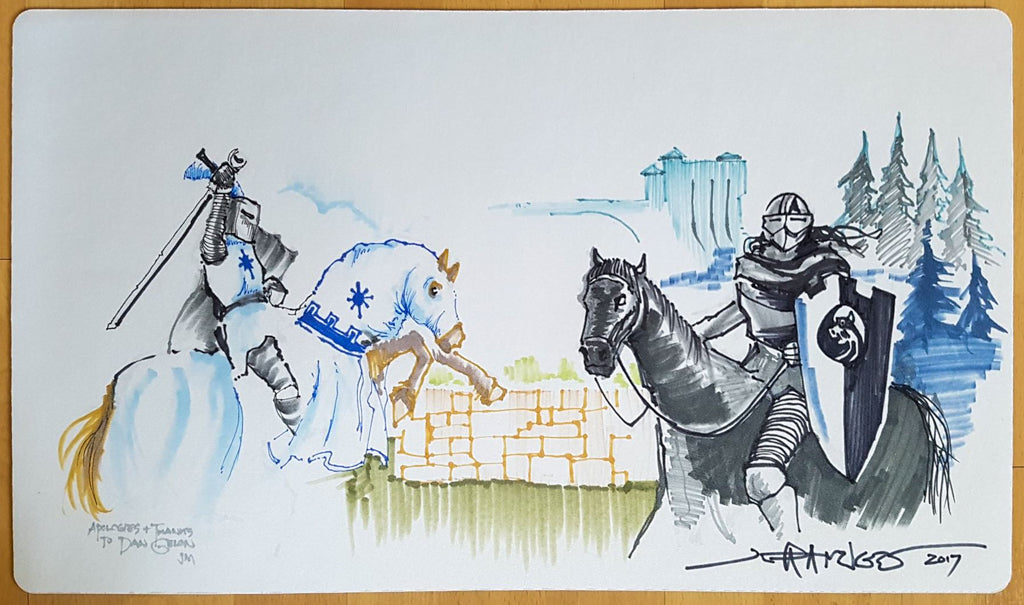 White Knight & Black Knight - Hand Drawn & Signed by Artist - MTG Playmat